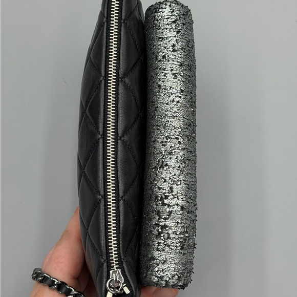 Chanel Mixed Metallic and lambskin double Pochette - Picture 8 of 13